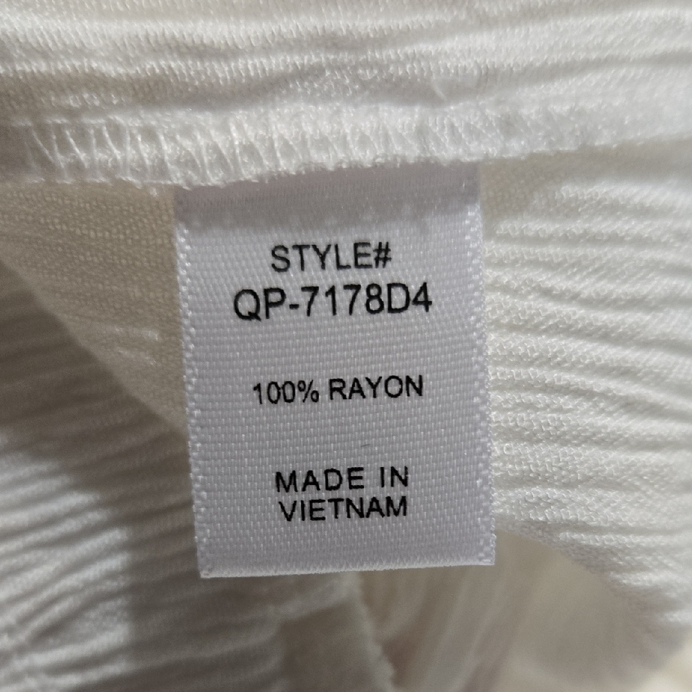 102 NWT Zenana White Woven Crepe Elastic Band Wide-Leg Pants Pockets Sm Md Lg XL - Picture 8 of 9